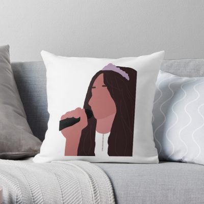 Gracie Abrams With Crown Singing Art Throw Pillow Official Gracie Abrams Merch